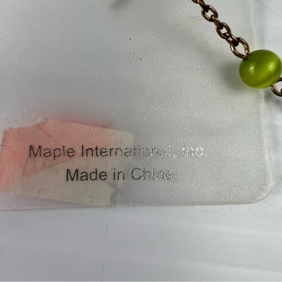 Maple International Dangle Earrings Bronze and Green - Picture 4 of 5